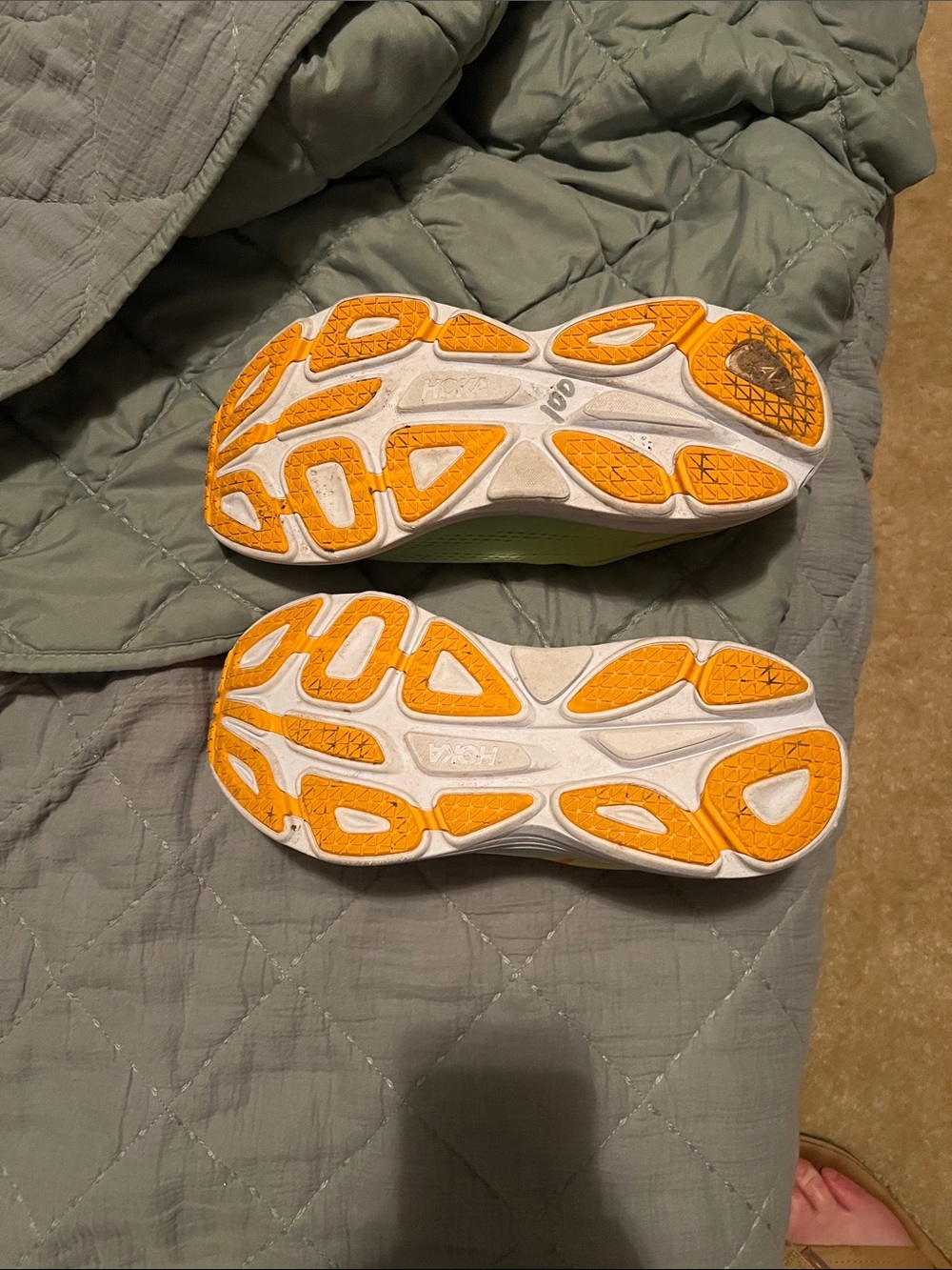 Hoka Bondi 8 Neon Yellow Running Shoes with Orange Logo - Picture 7 of 7